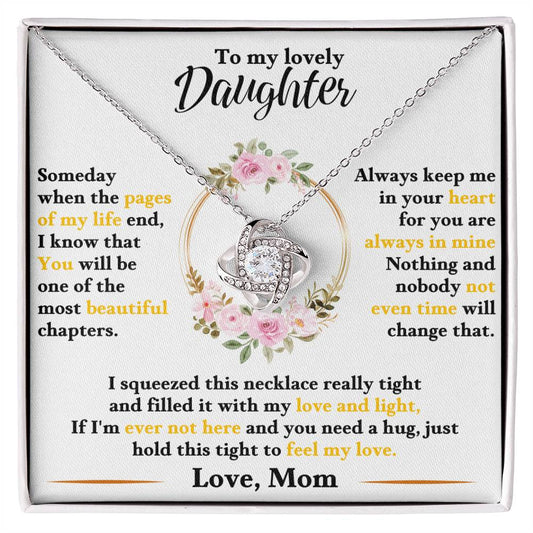 Daughter Necklace from Mom, Love Knot Pendant Gift for Birthday, Graduation, Christmas