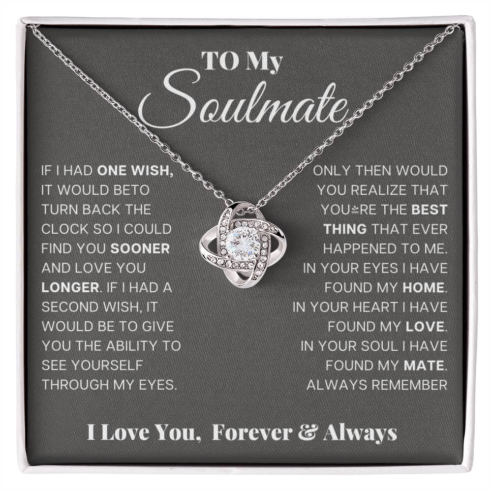 Wife Soulmate Necklace from Husband, Love Knot Pendant Gift for Anniversary, Valentines day, Birthday