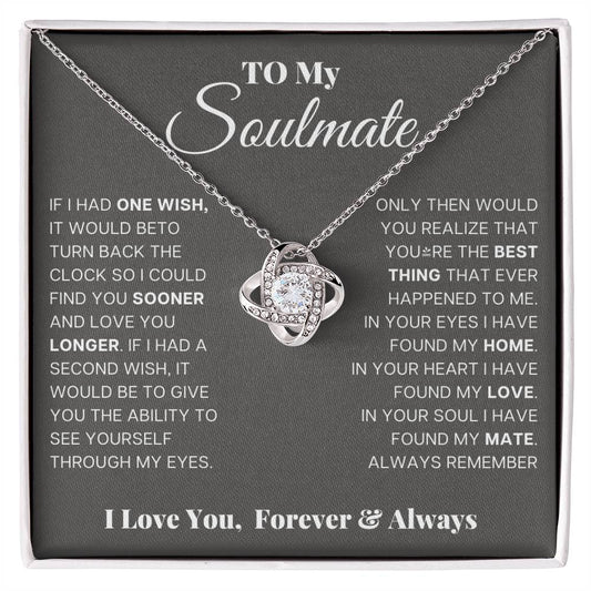 Wife Soulmate Necklace from Husband, Love Knot Pendant Gift for Anniversary, Valentines day, Birthday