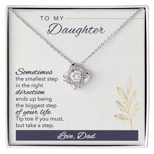 Daughter Gift from Dad, Love Knot Necklace in 14K White Gold and 18K Yellow Gold, Perfect for Birthday &  Christmas