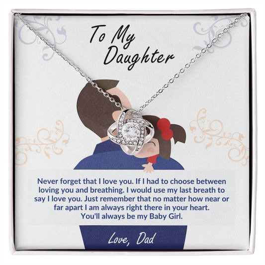 Daughter Necklace from Dad, Love Knot Pendant Gift for Birthday, Graduation, Christmas