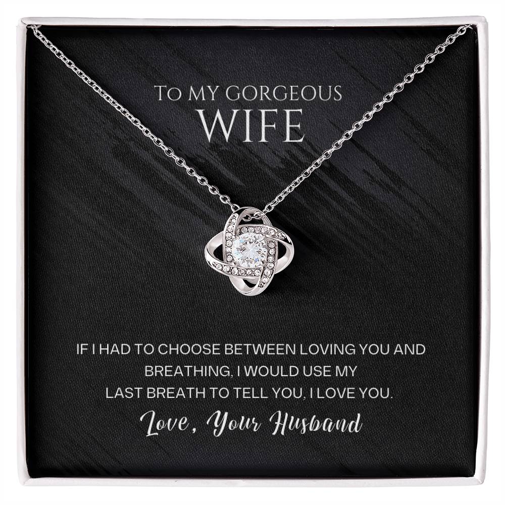 Wife Necklace from Husband, Love Knot Pendant Gift for Anniversary, Valentines day, Birthday