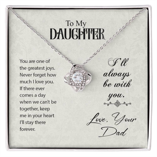 Daughter Gift from Dad, Love Knot Necklace in 14K White Gold and 18K Yellow Gold, Perfect for Birthday &  Christmas