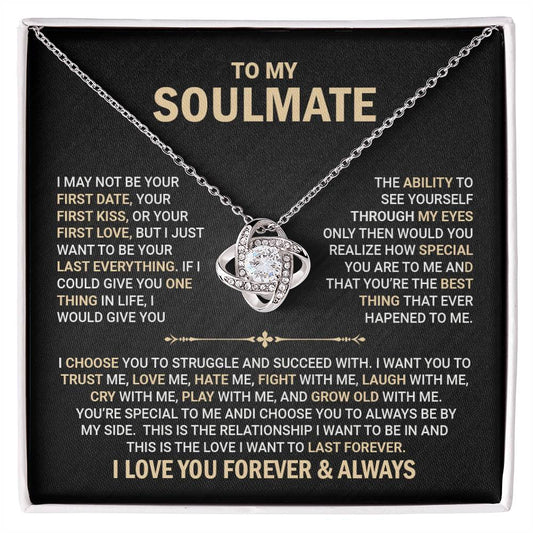 To my Soulmate Wife Necklace Gift from Husband, 14K White Gold and 18K  Yellow Gold, Perfect gift for Valentines day, Anniversary, Birthday