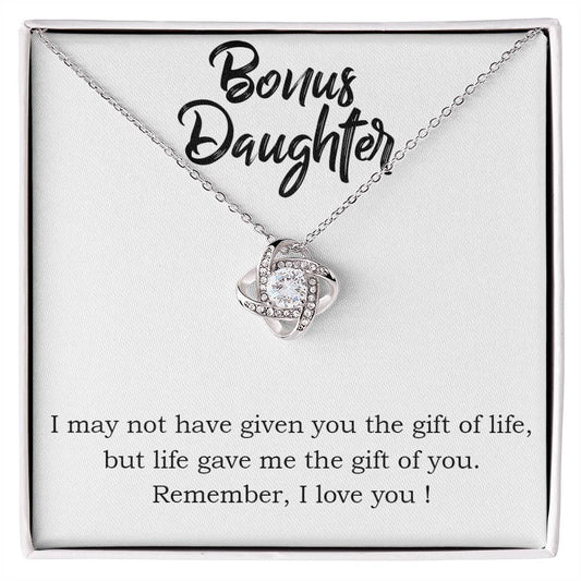 Bonus Daughter Gift from Mom and Dad, Love Knot Necklace in 14K White Gold and 18K Yellow Gold, Perfect for Birthday &  Christmas