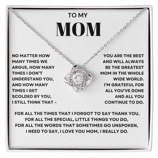 To my Mom Love Knot Necklace