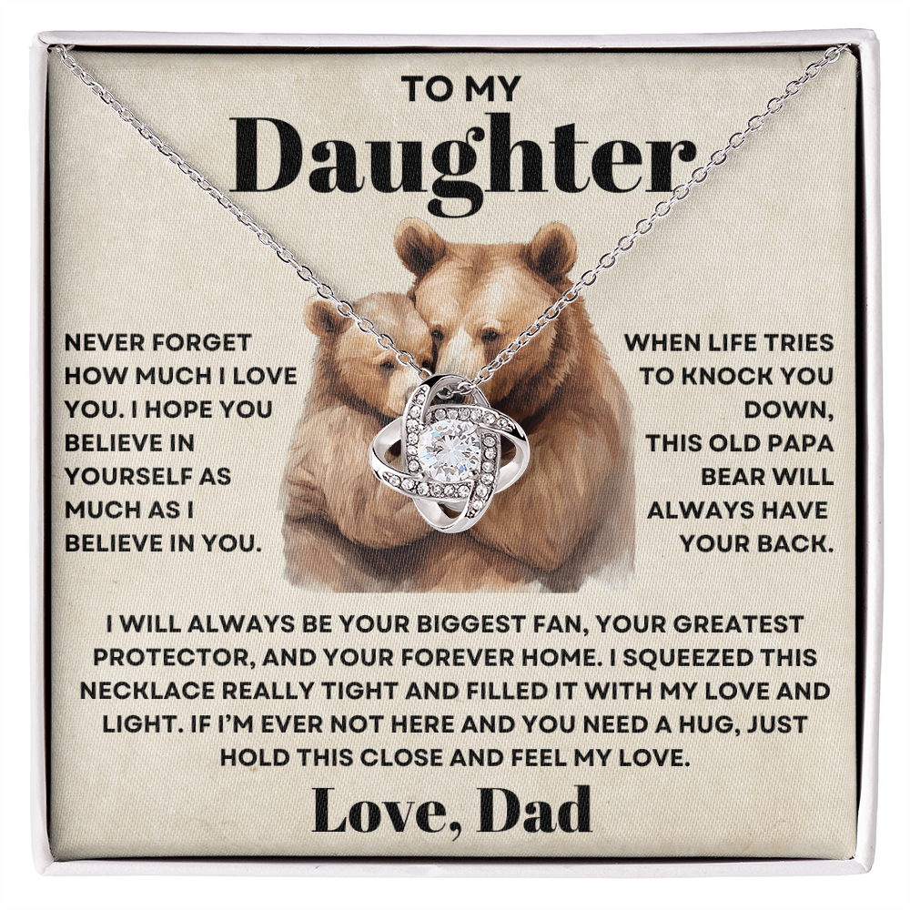 To my Daughter Love Knot Necklace - Old Papa Bear