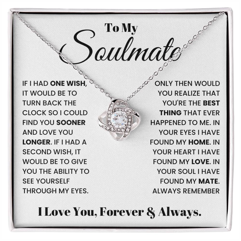 Wife Soulmate Necklace from Husband, Love Knot Pendant Gift for Anniversary, Valentines day, Birthday
