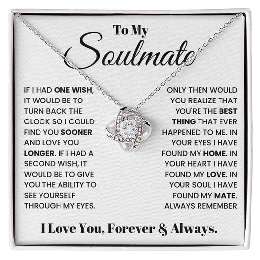 Wife Soulmate Necklace from Husband, Love Knot Pendant Gift for Anniversary, Valentines day, Birthday