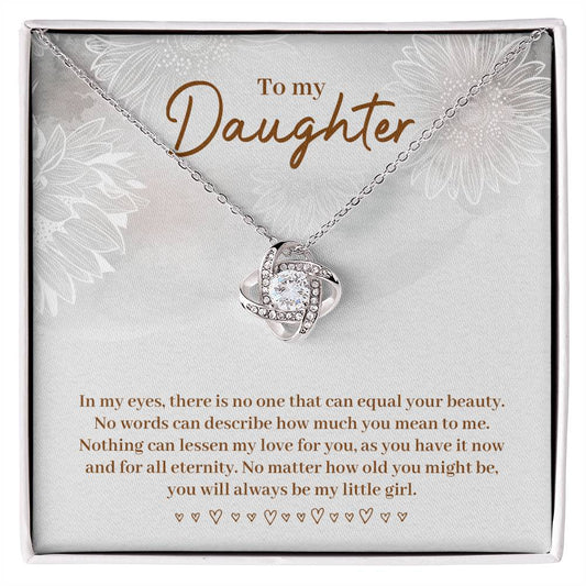 Daughter Gift from Mom and Dad, Love Knot Necklace in 14K White Gold and 18K Yellow Gold, Perfect for Birthday &  Christmas