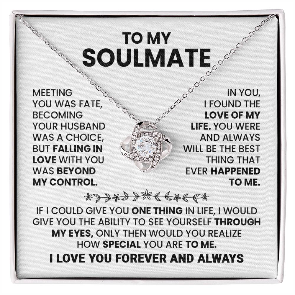 Soulmate Gift for Wife Necklace from Husband, 14K White Gold and 18K Yellow Gold Love Knot Necklace, Perfect for Birthday, Valentines day gifts