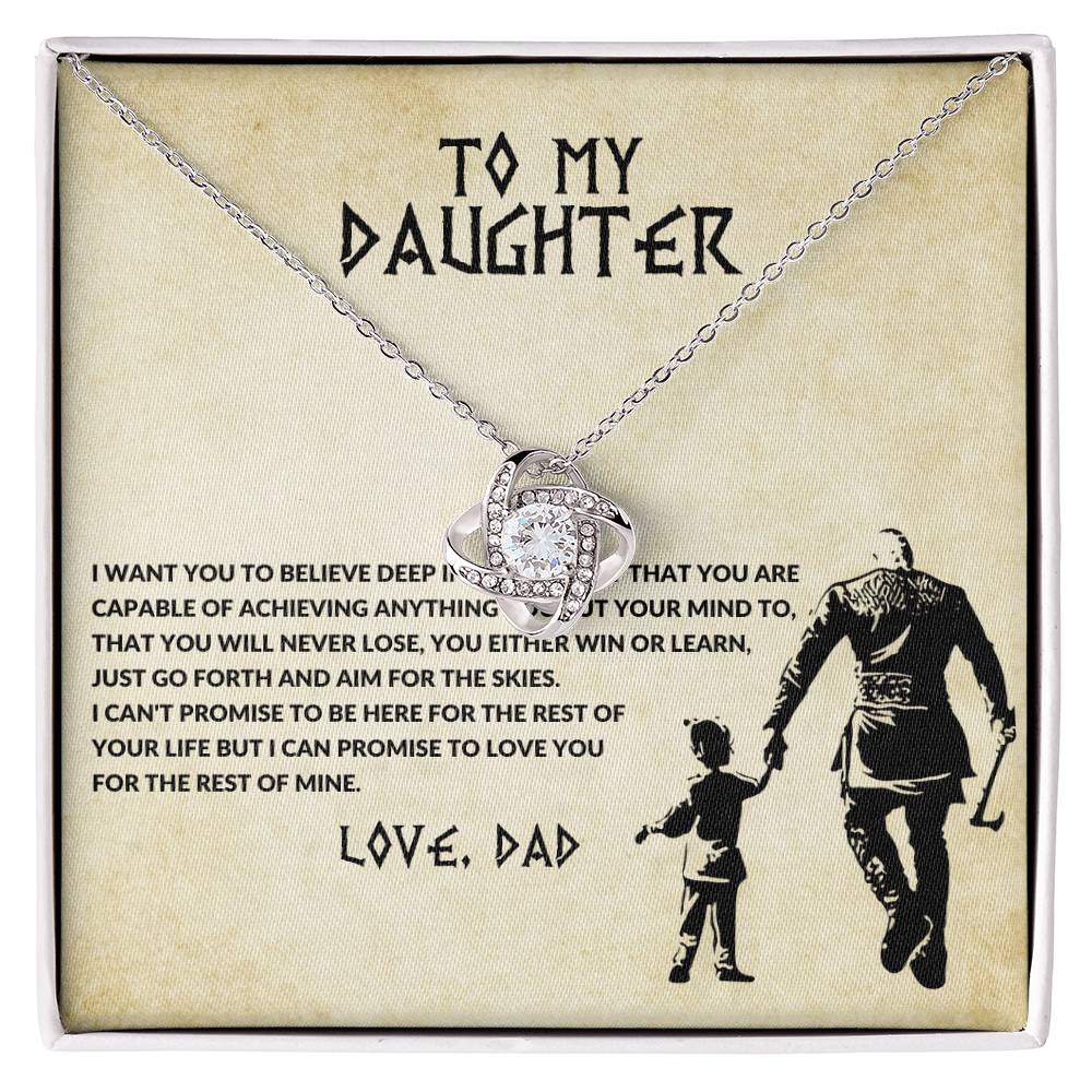 Daughter Necklace from Dad, Love Knot Pendant Gift for Birthday, Graduation, Christmas