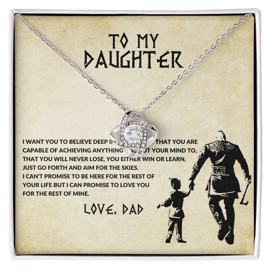 Daughter Necklace from Dad, Love Knot Pendant Gift for Birthday, Graduation, Christmas
