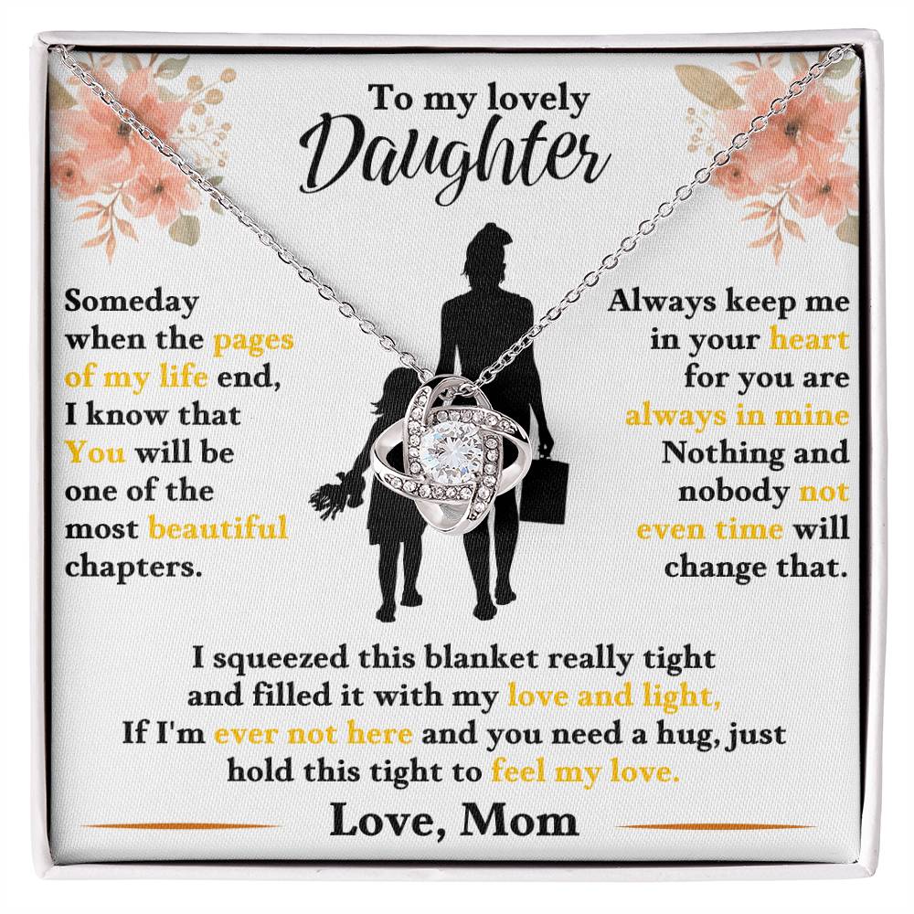 Daughter Necklace from Mom, Love Knot Pendant Gift for Birthday, Graduation, Christmas