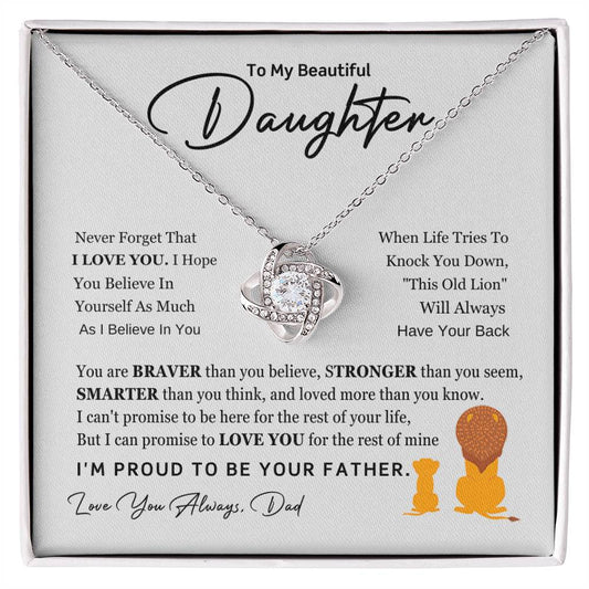 Daughter Gift from Dad, Love Knot Pendant Gift for Birthday, Graduation, Christmas