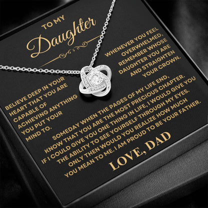 To my Daughter from Dad, Love Knot Necklace