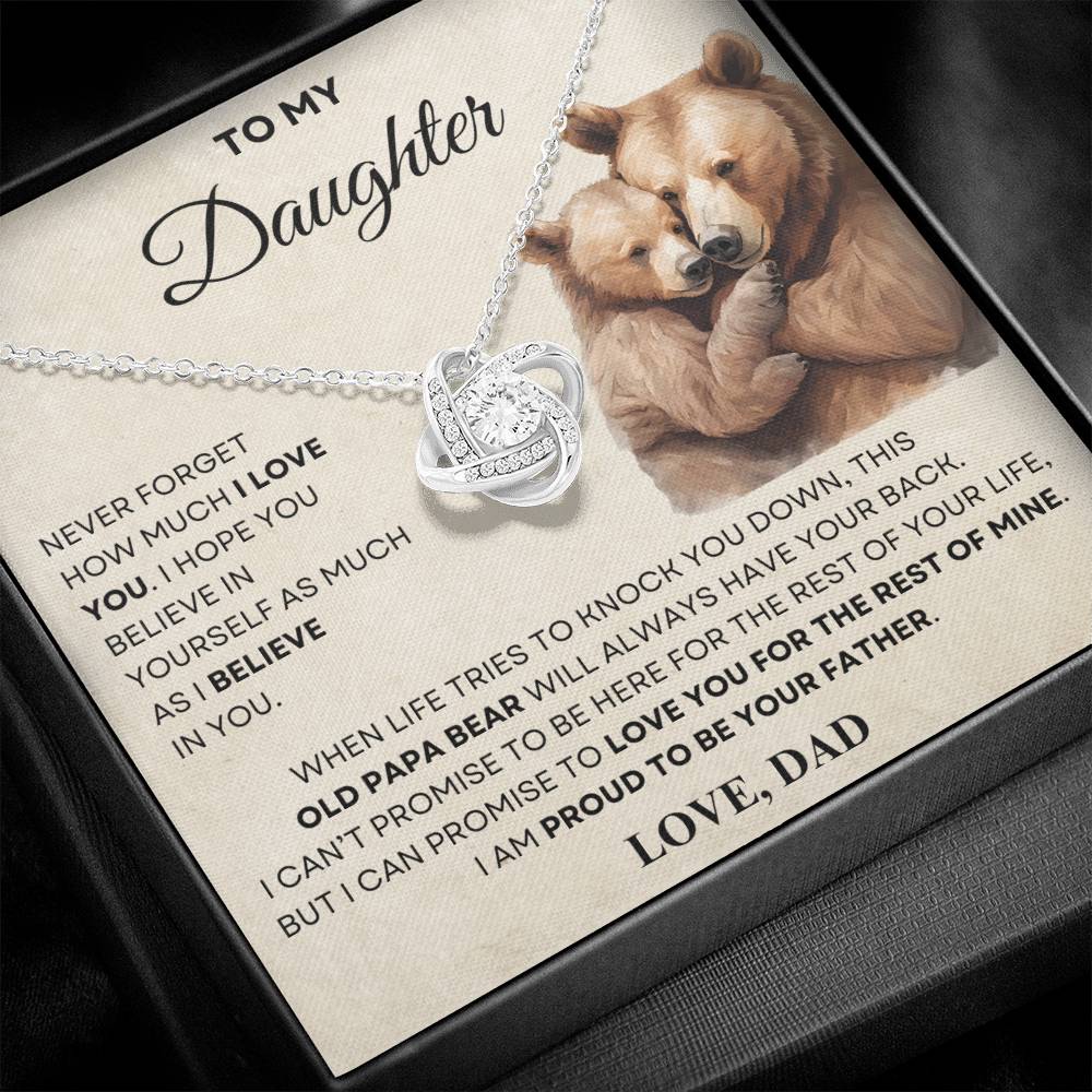 To my Daughter Love knot Necklace, OLD PAPA BEAR