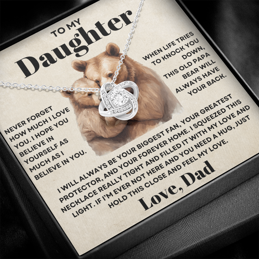 To my Daughter Love Knot Necklace - Old Papa Bear