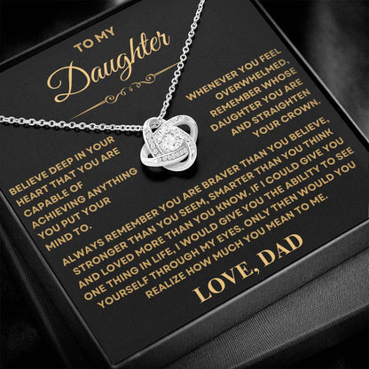 To my Daughter, Love Knot Necklace Gift from Dad