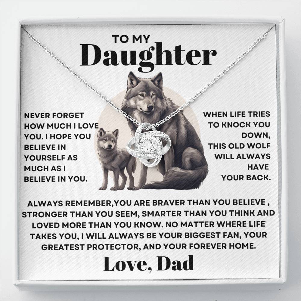 To my Daughter Necklace from Dad - Old Wolf