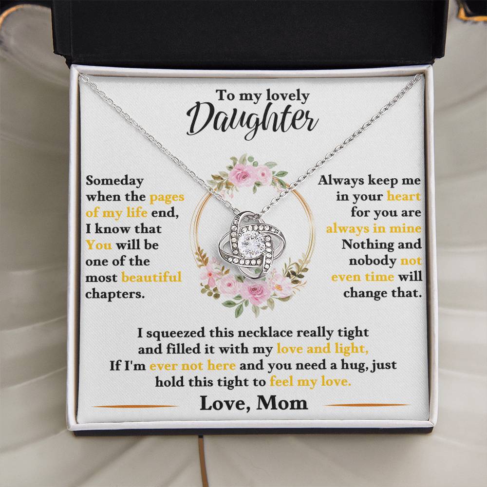 Daughter Necklace from Mom, Love Knot Pendant Gift for Birthday, Graduation, Christmas