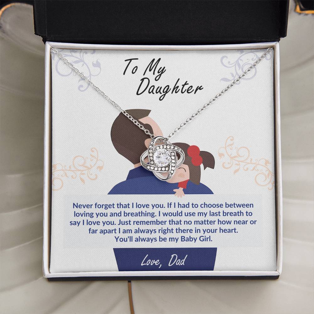 Daughter Necklace from Dad, Love Knot Pendant Gift for Birthday, Graduation, Christmas
