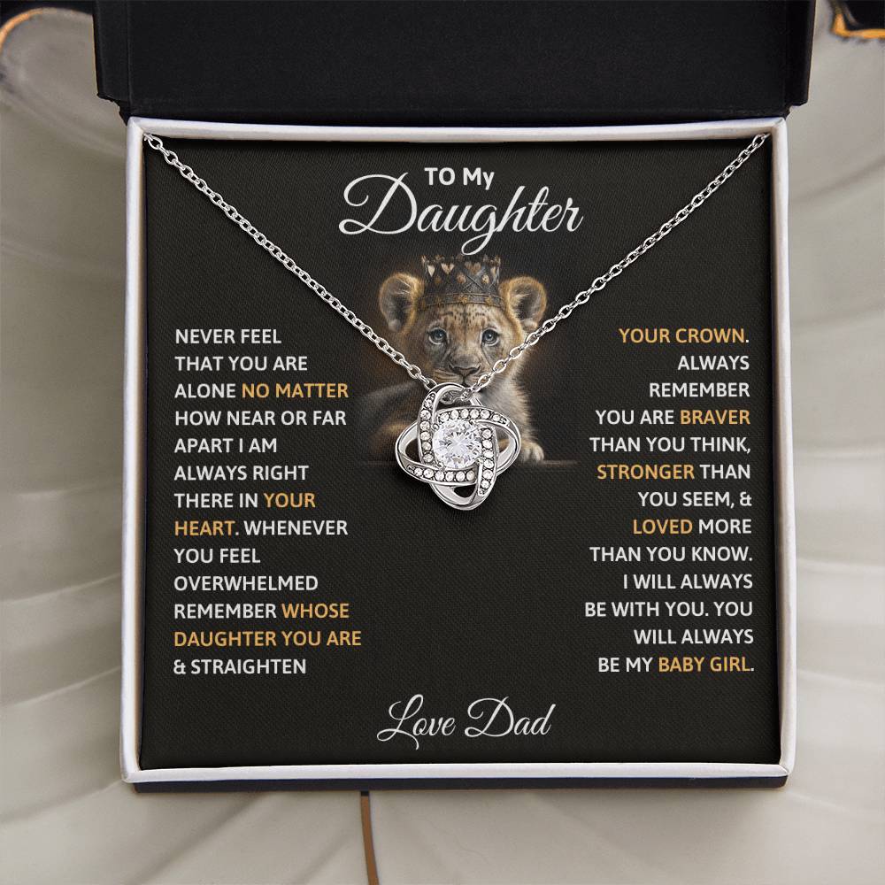 Daughter Necklace from Dad, Love Knot Pendant Gift for Birthday, Graduation, Christmas