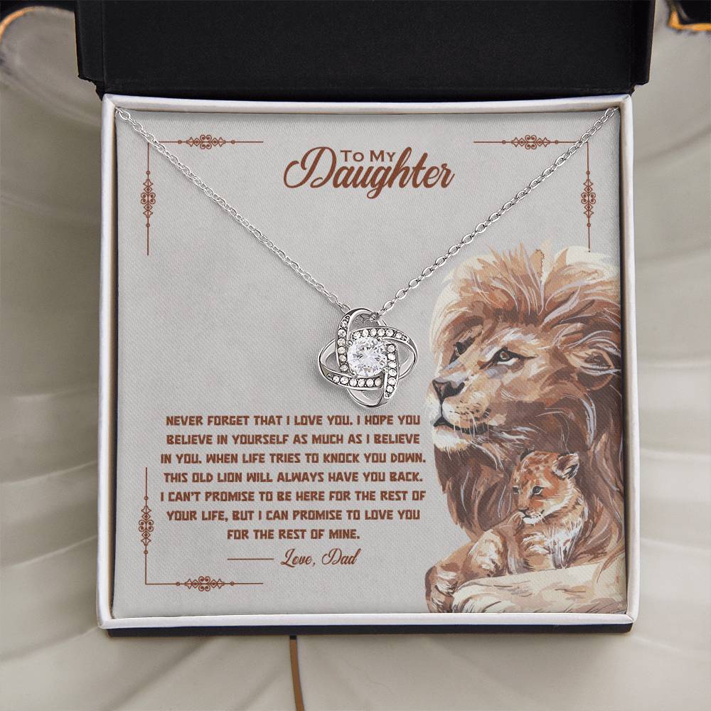 Daughter Necklace from Dad, Love Knot Pendant Gift for Birthday, Graduation, Christmas