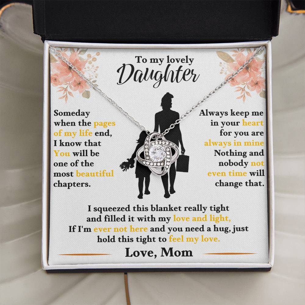 Daughter Necklace from Mom, Love Knot Pendant Gift for Birthday, Graduation, Christmas