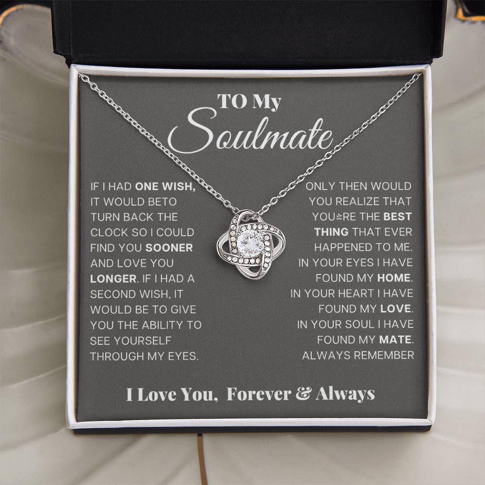 Wife Soulmate Necklace from Husband, Love Knot Pendant Gift for Anniversary, Valentines day, Birthday