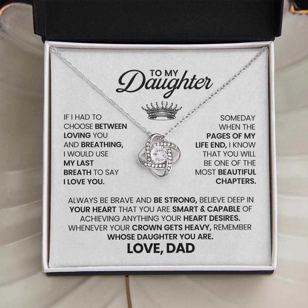 Daughter Gift from Dad, Love Knot Pendant Gift for Birthday, Graduation, Christmas