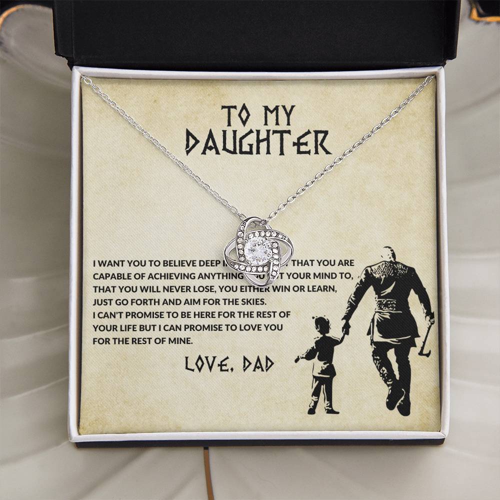 Daughter Necklace from Dad, Love Knot Pendant Gift for Birthday, Graduation, Christmas