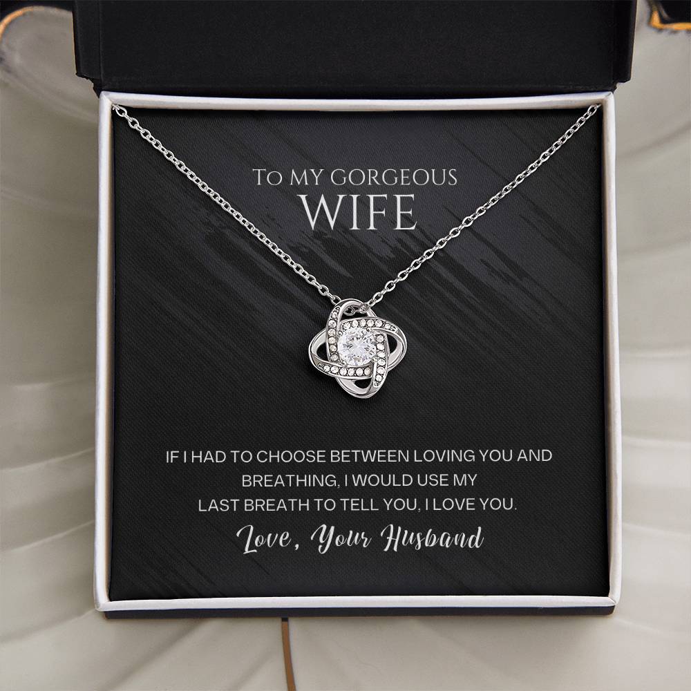 Wife Necklace from Husband, Love Knot Pendant Gift for Anniversary, Valentines day, Birthday