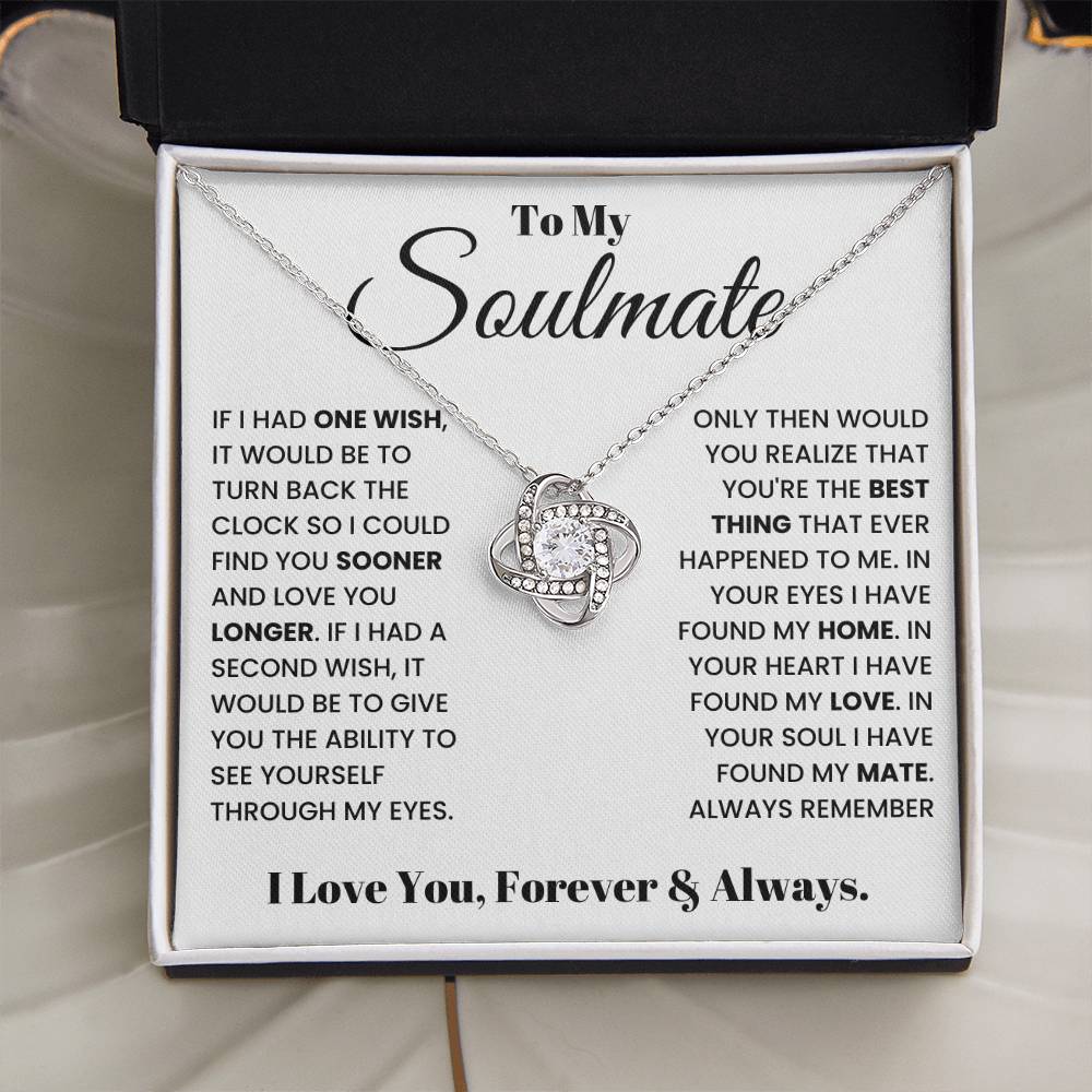 Wife Soulmate Necklace from Husband, Love Knot Pendant Gift for Anniversary, Valentines day, Birthday