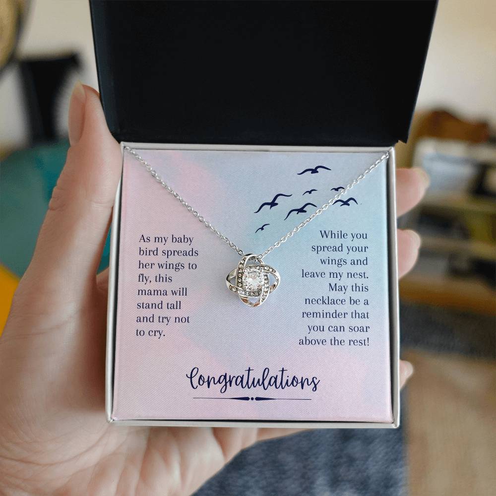 Daughter Gift from Mom, Love Knot Necklace in 14K White Gold and 18K Yellow Gold, Perfect for Graduation, Birthday