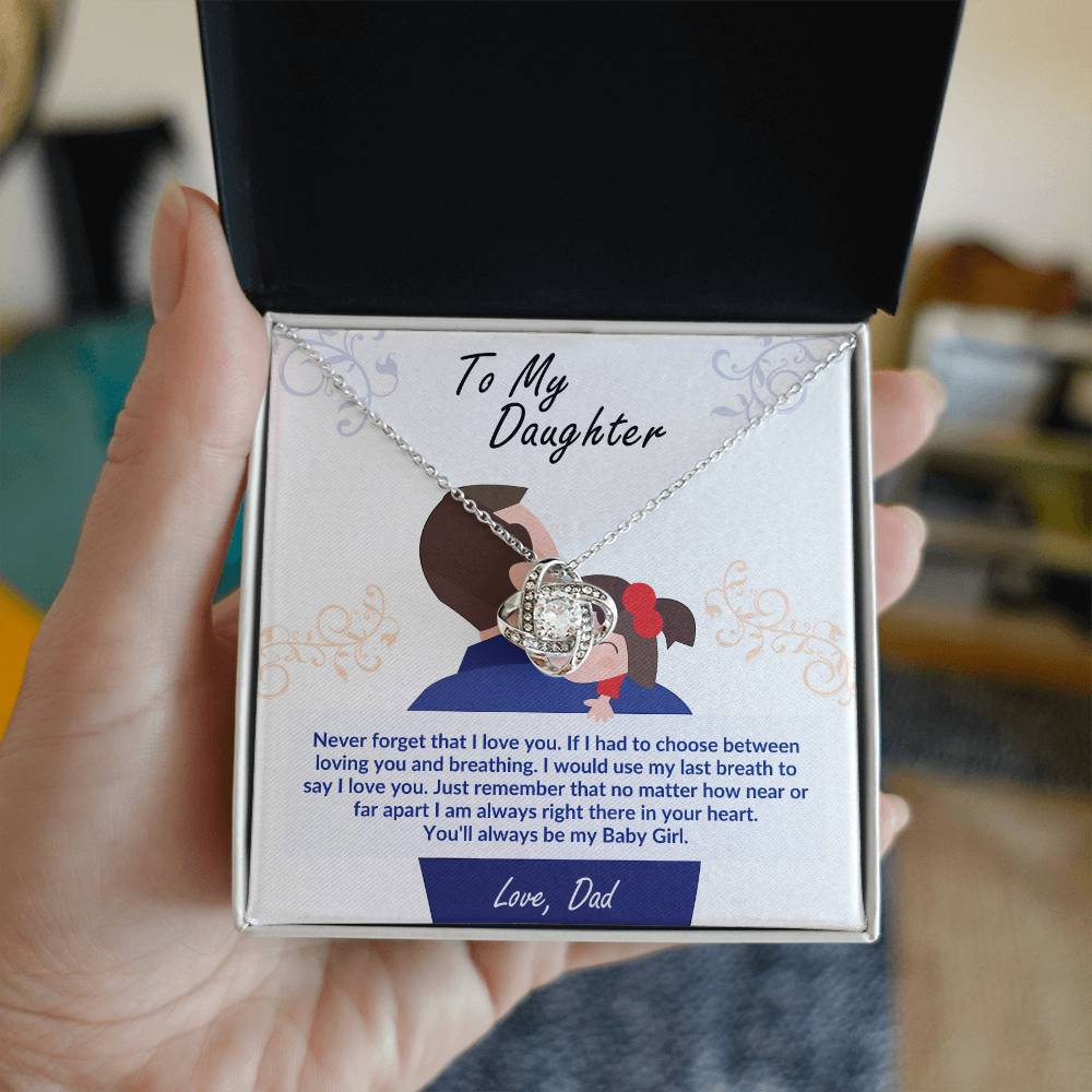 Daughter Necklace from Dad, Love Knot Pendant Gift for Birthday, Graduation, Christmas