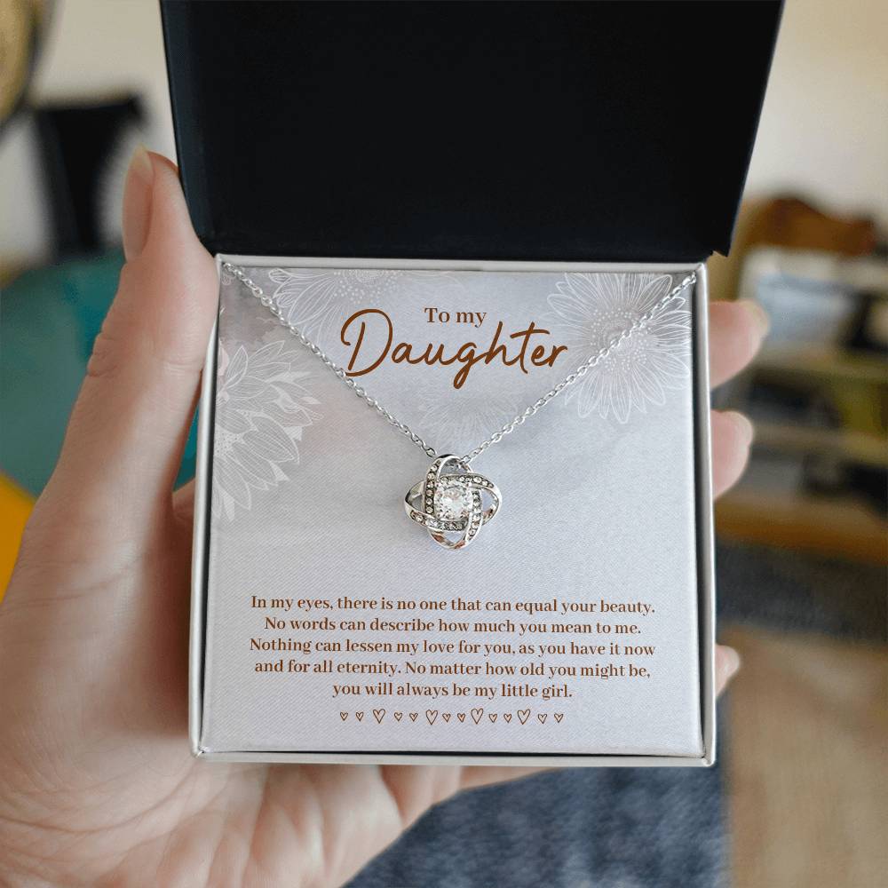 Daughter Gift from Mom and Dad, Love Knot Necklace in 14K White Gold and 18K Yellow Gold, Perfect for Birthday &  Christmas