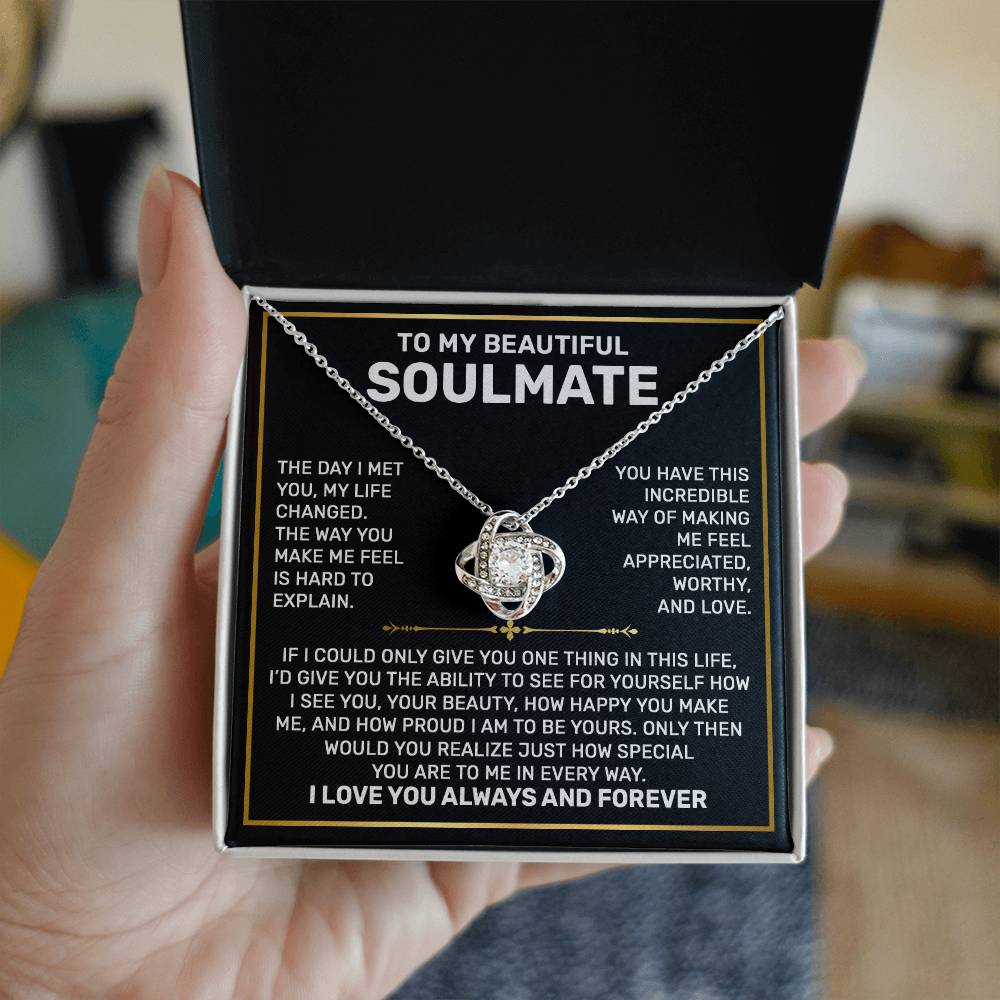 To my Soulmate Wife Necklace Gift from Husband, 14K White Gold and 18K  Yellow Gold, Perfect gift for Valentines day, Anniversary, Birthday