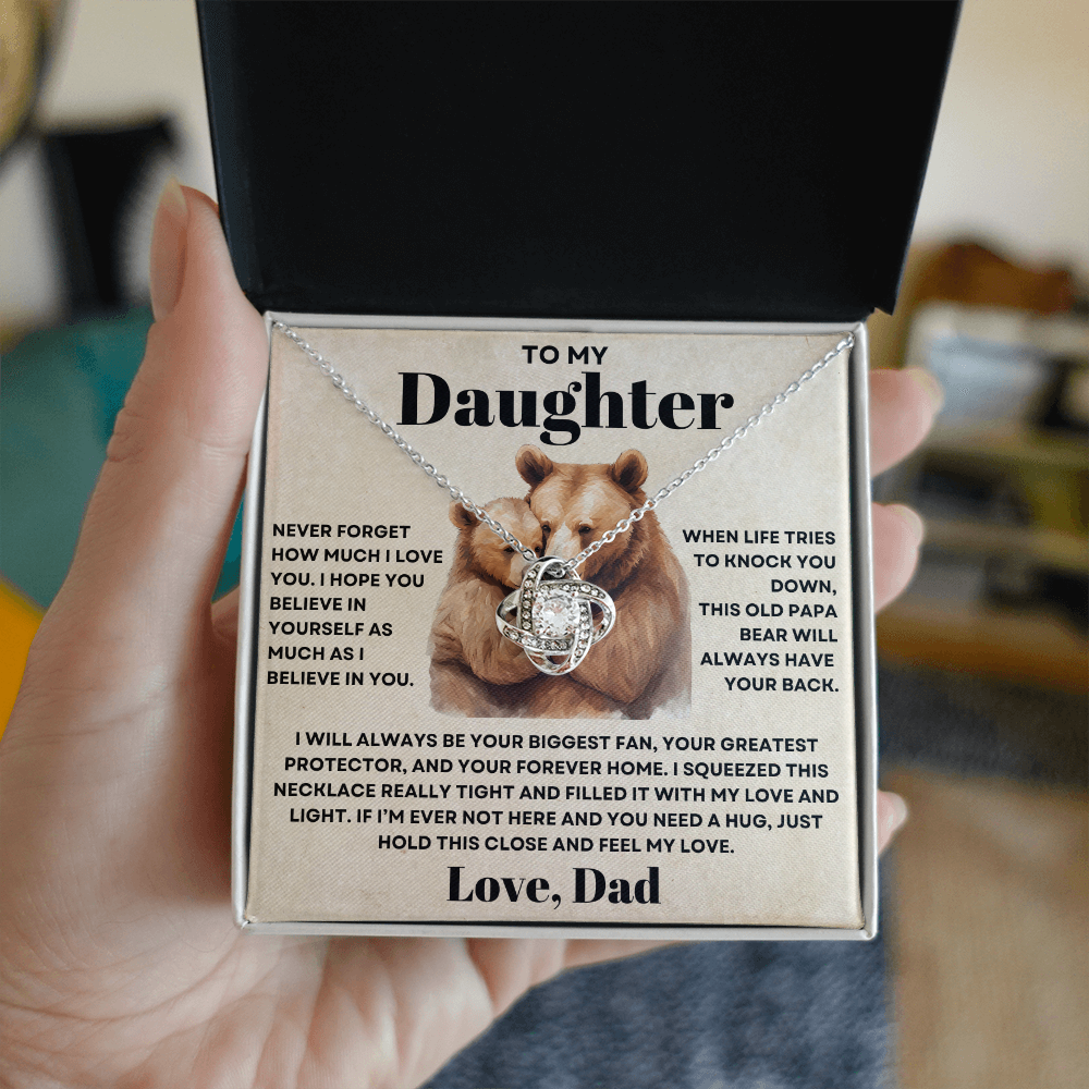 To my Daughter Love Knot Necklace - Old Papa Bear