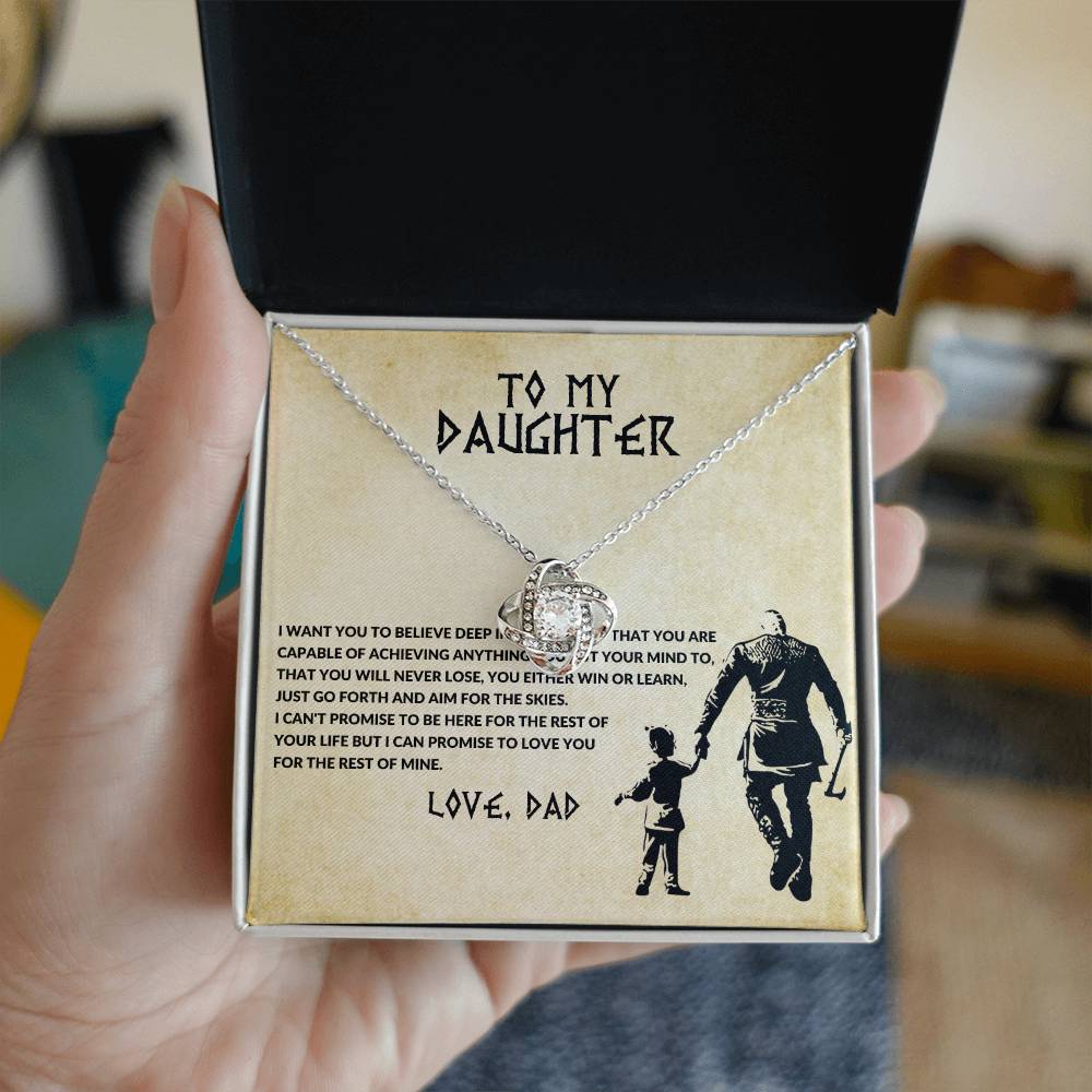 Daughter Necklace from Dad, Love Knot Pendant Gift for Birthday, Graduation, Christmas