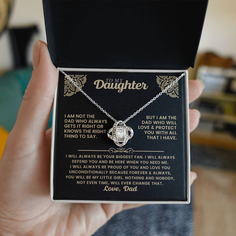 Daughter Gift from Dad, Love Knot Pendant Gift for Birthday, Graduation, Christmas
