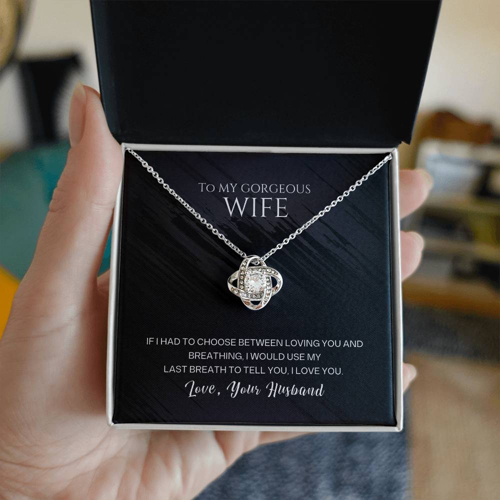 Wife Necklace from Husband, Love Knot Pendant Gift for Anniversary, Valentines day, Birthday