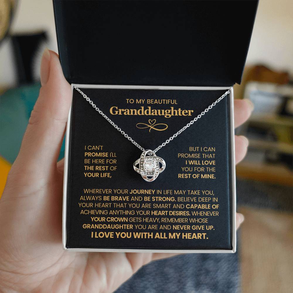 Granddaughter Necklace from Grandparents, Love Knot Pendant Gift for Birthday, Christmas, Graduation, Confirmation