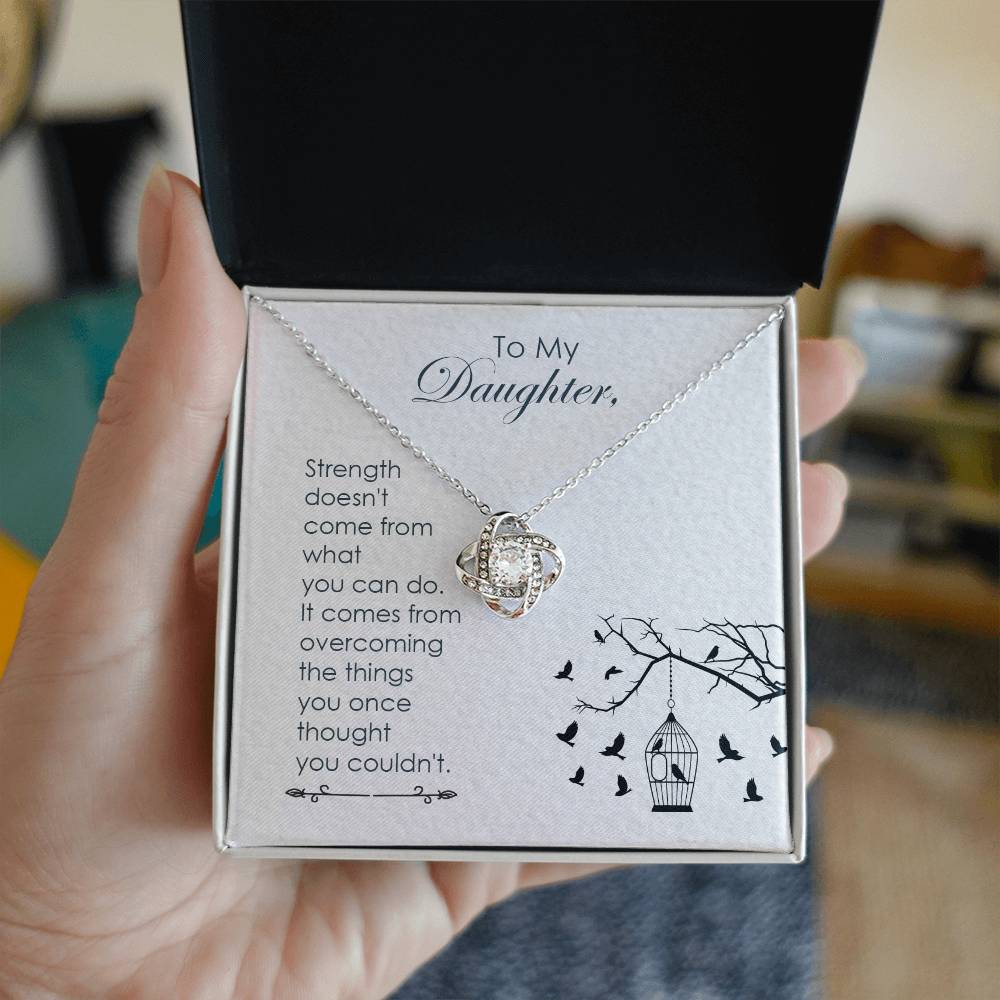 Daughter Gift from Mom and Dad, Love Knot Necklace in 14K White Gold and 18K Yellow Gold, Perfect for Birthday &  Christmas