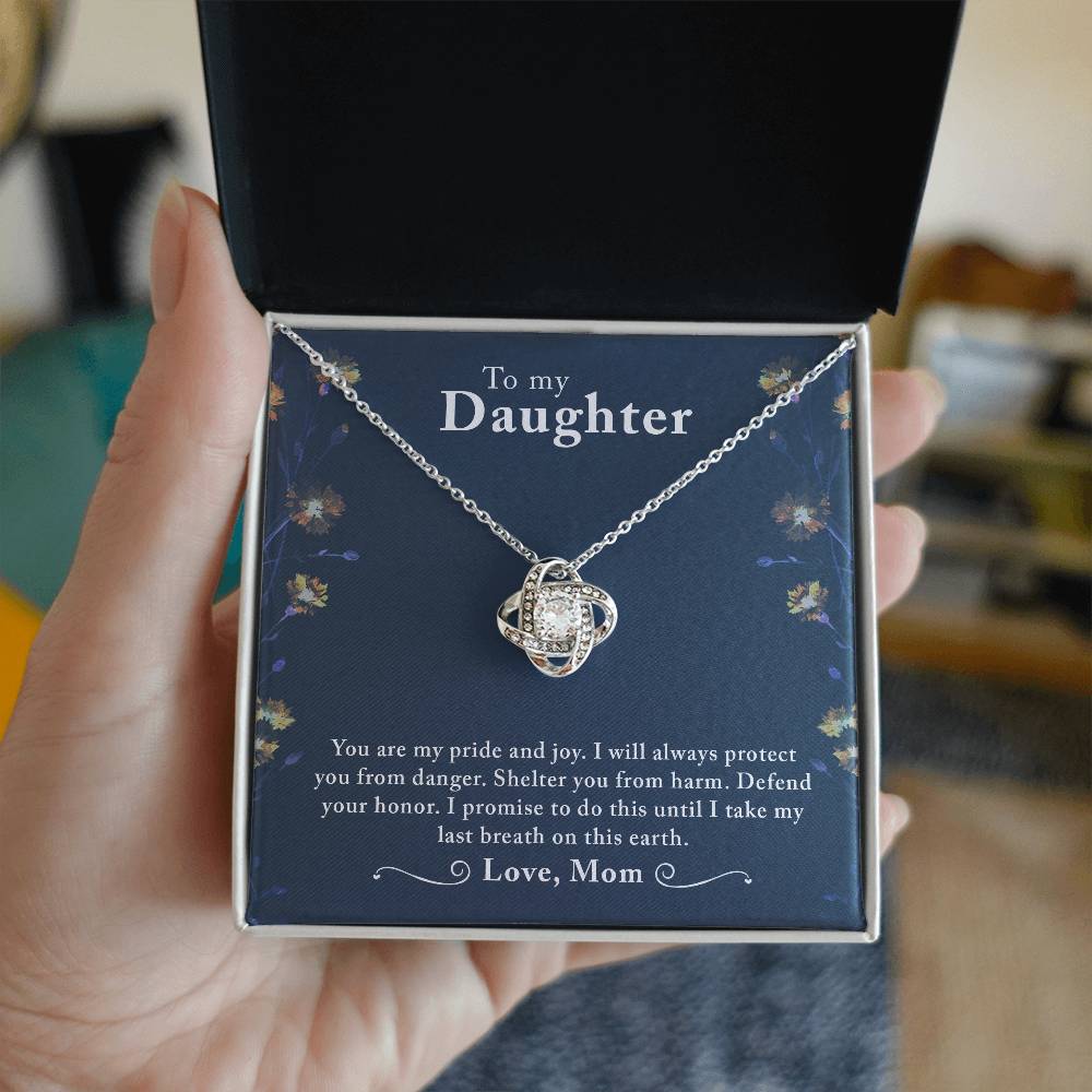 Daughter Gift from Mom, Love Knot Necklace in 14K White Gold and 18K Yellow Gold, Perfect for Birthday &  Christmas