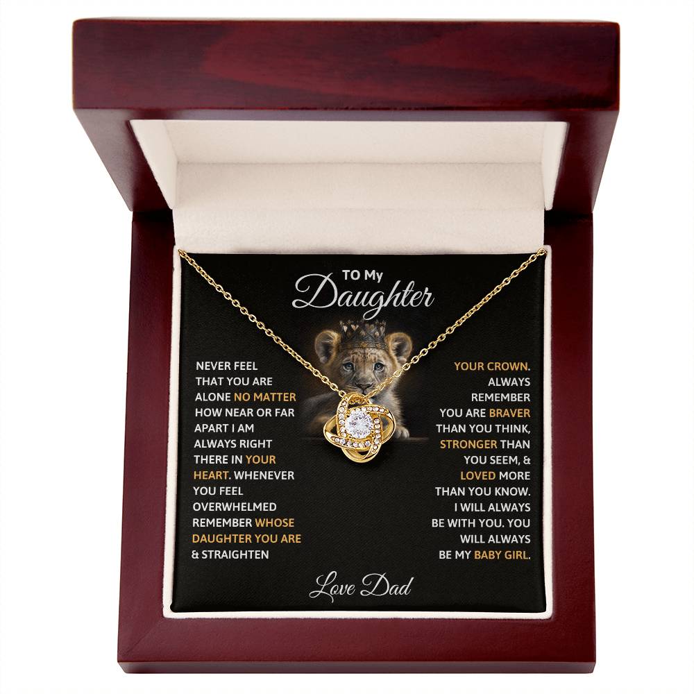 Daughter Necklace from Dad, Love Knot Pendant Gift for Birthday, Graduation, Christmas