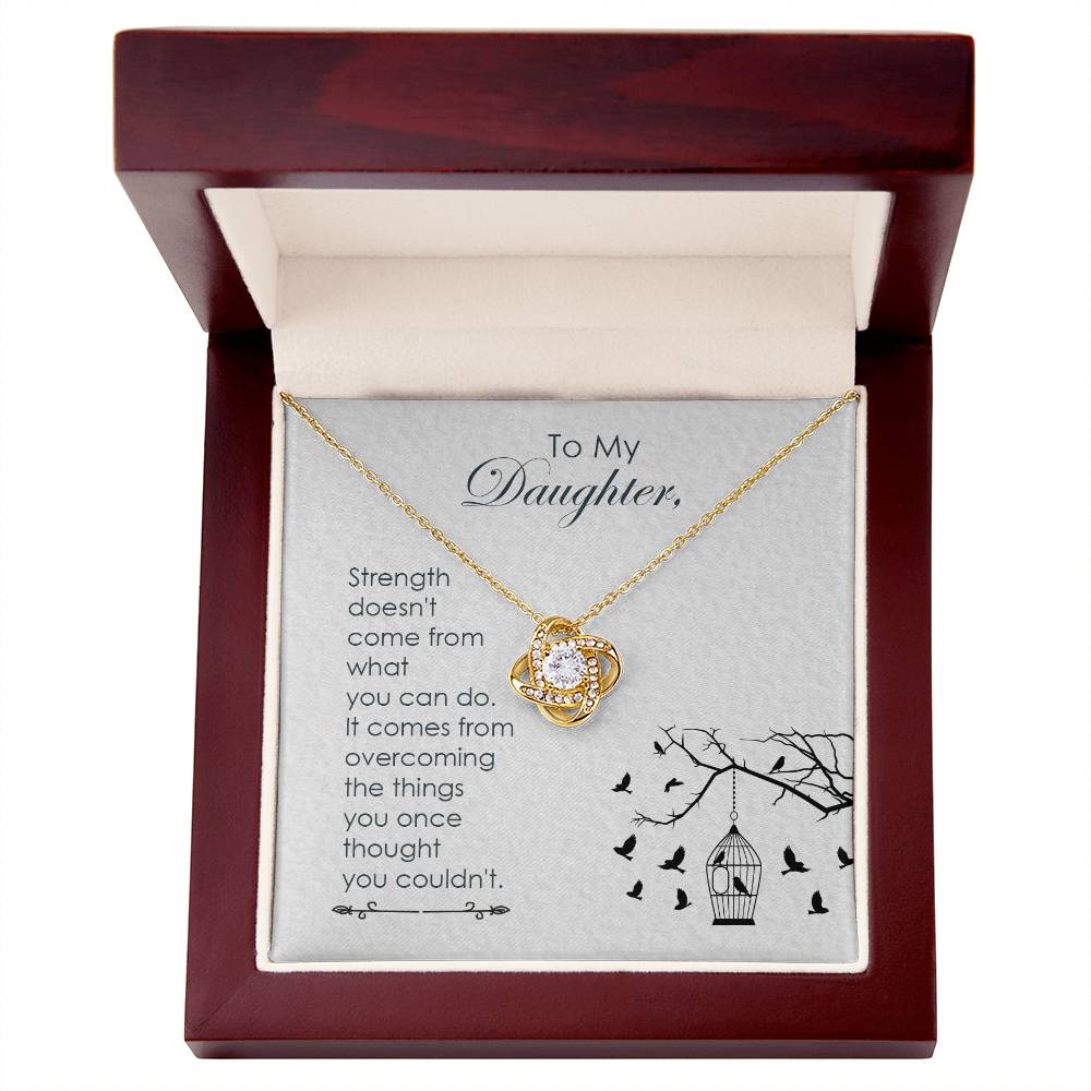 Daughter Gift from Mom and Dad, Love Knot Necklace in 14K White Gold and 18K Yellow Gold, Perfect for Birthday &  Christmas