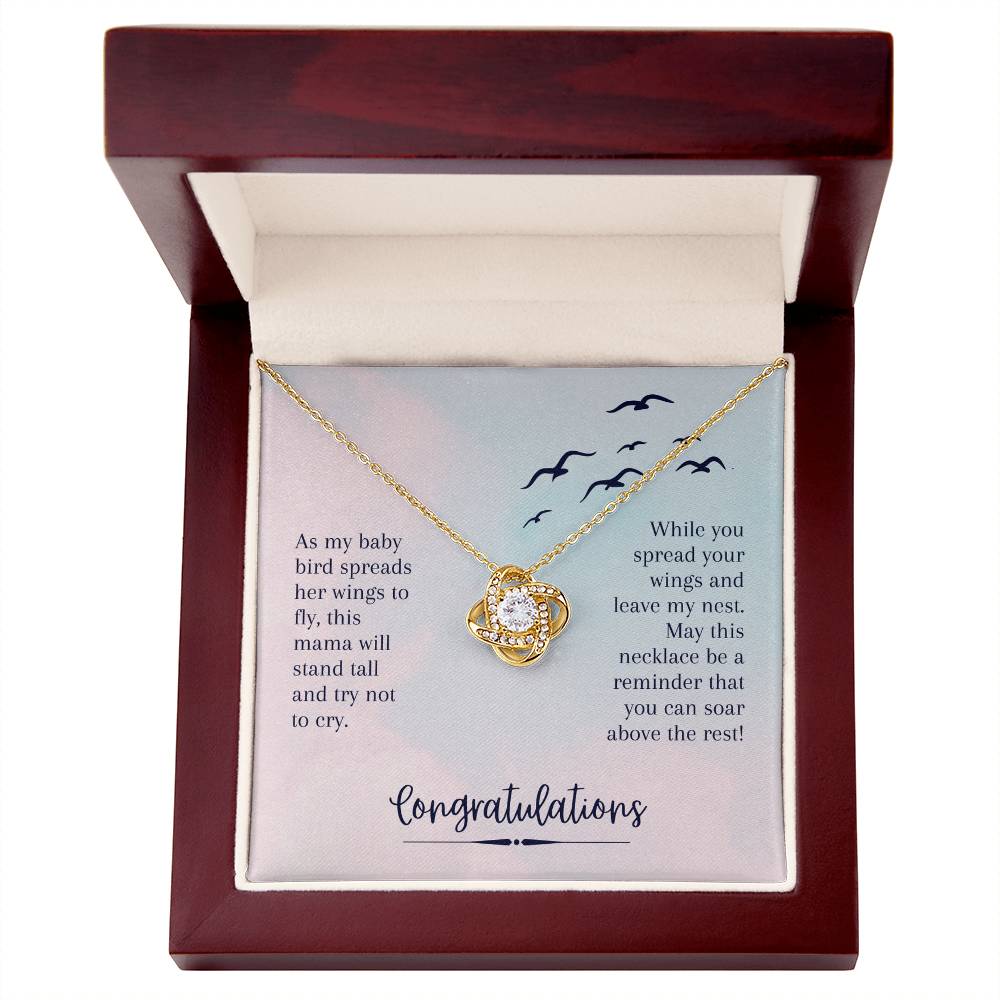 Daughter Gift from Mom, Love Knot Necklace in 14K White Gold and 18K Yellow Gold, Perfect for Graduation, Birthday