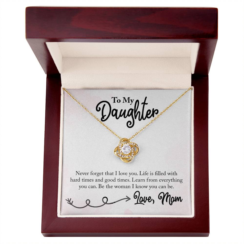 Daughter Gift from Mom, Love Knot Necklace in 14K White Gold and 18K Yellow Gold, Perfect for Birthday &  Christmas