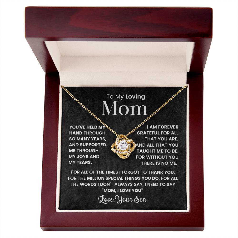Mom Necklace from son, Love Knot Pendant gift for birthday, Mothers day, Christmas
